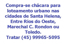 Compra-se chácara para loteamento urbano