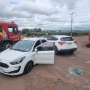 Um grave acidente registrado no cruzamento das Ruas Mato Grosso com Independência, evolvendo três carros (Foto: Cristine Kempp/AquiAgora.net ) 