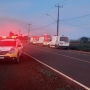 Motociclista colidiu na traseira de um carro e a moto parou em uma lavoura (Foto: Portal Nova Santa Rosa ) 