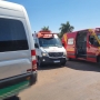 Com a batida, o motociclista, não identificado, sofreu violenta queda e ficou ferido (Foto: Cristine Kempp/AquiAgora.net ) 