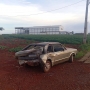 Motociclista colidiu na traseira de um carro e a moto parou em uma lavoura (Foto: Portal Nova Santa Rosa ) 